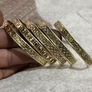 Best Quality Floral Design FD-02 Vintage Women's 14K <b>Gold</b> <b>Plated</b> Brass <b>Bangle</b> IGI Certified Party Fashion Jewelry 2026 - Product Image 3