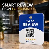 Support de table personnalisé en acrylique Vorx Tech NFC Google Review Card avec fonction Tap and Scan QR Code