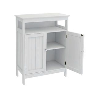 Modern Luxury White Bathroom Standing Storage Cabinet Double <b>Shutter</b> Doors Eco-Friendly MDF Wood Plastic for Home Kitchen Hotel - Product Image 4