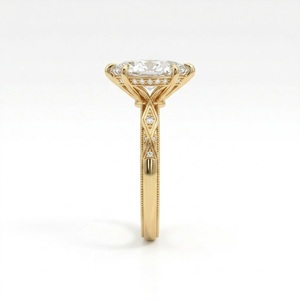Anillo de Compromiso Vintage con Diamante Cultivado en Laboratorio de 3CT, Corte Marquesa, Anillo Solitario Grabado en Oro Sólido de 14K para Boda y Aniversario - Product Image 3