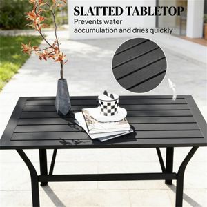 Tavolo da Pranzo Rettangolare Nero per Terrazza e Giardino - Product Image 3