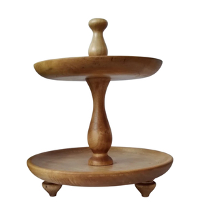 Wholesale Elegant Design Oval Wooden Cake Stand Natural Wood <b>Dessert</b> Pastry Serving Tray Cupcake Display For Wedding Party Home - Product Image 3