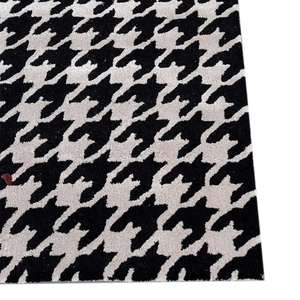 Tapis tufté à la main, motif abstrait pied-de-poule bicolore <span class=keywords><strong>bordeaux</strong></span> et noir, tapis à poils moyens fait main pour la décoration intérieure du salon - Product Image 5