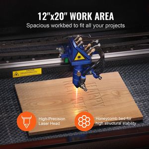Machine de gravure/découpe laser CO2 50W 12 x 20 19,7 IPS avec assistance d'air bidirectionnelle compatible LightBurn CorelD pour gravure et découpe - Product Image 4