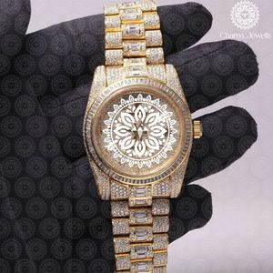 Charm_Jewells Luxury Yellow Gold <b>Watch</b> 40mm Round Dial Analog Quartz Movement Unisex Fashion Bracelet with Sapphire Window - Product Image 4