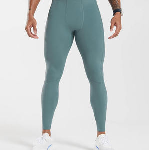Leggings de compression pour homme de haute qualité, couleur turquoise unie, en spandex et nylon, avec ceinture élastique, pour la gym - Product Image 1