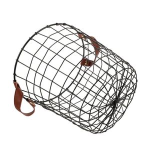 Cesta de Almacenamiento con Asas, Recubrimiento de Polvo Negro, Forma Circular, Estilo Nórdico, Cesta para Ropa Sucia - Product Image 3