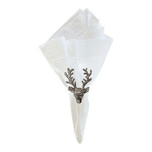 Elegante Anillo para Servilletas con Cabeza de Ciervo Plateada, Decoración Rústica Navideña para Mesa, Porta Servilletas de Lujo con Asta de Ciervo Plateada Antigua - Product Image 5