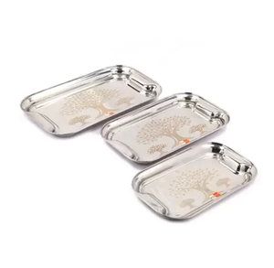 Plateau élégant en acier inoxydable, plateau de rangement décoratif pour la maison, arrivée directe d'usine pour votre maison, vente en gros disponible - Product Image 2