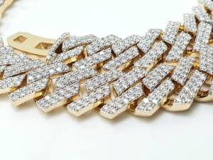 Nueva Llegada: Collar de Cadena con Diamantes de Moissanita Grandes Engastados, Cadena de Eslabones con Engaste Manual, Cadena Cubana Miami Grande de Plata y Oro - Product Image 6