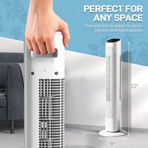 Ventilateur sur pied standard américain de 36 pouces, 110 V, 45 W, corps en plastique blanc, moteur en cuivre, commande tactile et télécommande - Product Image 5