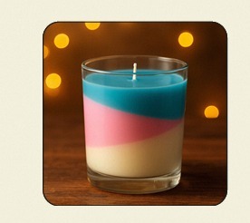 Cotton candy <b>Glass</b> <b>Candle</b> <b>Holder</b> Round Scented Heat Resistant Home Decoration - Product Image 2