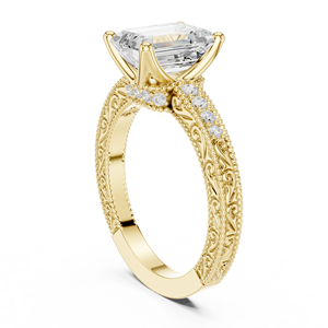 Anillo de Oro Sólido de 10K, 14K, 18K con Diamante Cultivado en Laboratorio de Corte Esmeralda de 2 Quilates, Anillos de Compromiso, Boda y Aniversario - Product Image 4