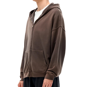 เสื้อฮู้ดซิปสีไล่ระดับ พิมพ์โลโก้ตามสั่ง สไตล์วินเทจ เนื้อผ้าหนา - Product Image 2