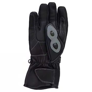 Guantes de Motociclismo Negros Completos con Protección en la Palma Gris y Diseño Cosido - Product Image 6