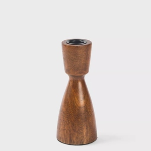 Luxury design Acacia wooden candle holder taper candlestick decorative wood candle stand <b>table</b> decor customization options - Product Image 3