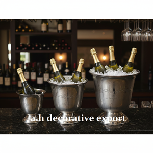 Seau à glace décoratif robuste pour champagne, refroidisseur de bouteilles de vin sur piédestal, finition bronze canon, bac à boissons pour fête avec support pour la décoration - Product Image 6