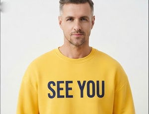 Men Loose Fit Puff Printing Polyester/Cotton <b>Waterproof</b> Sweatshirt Drop Shoulder Crew Neck Fleece 430GSM Oversize Baggy Winter - Product Image 5