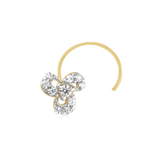 GLEAMORA ENTERPRISE Flower Shape Brilliant Cut Lab Grown <b>Diamond</b> <b>Nose</b> Pin 14K Yellow Gold Plated Luxury <b>Stud</b> Women's Everyday - Product Image 1