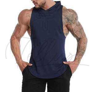 Débardeur à capuche personnalisé avec logo pour homme, idéal pour la musculation et la gym, coupe décontractée - Product Image 3