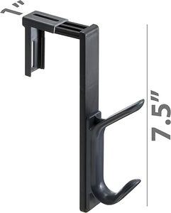 Gancho para puerta de armario de metal negro, 7.5 pulgadas de altura, compatible con estante de 1 pulgada - Product Image 1