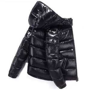 Men's <b>Black</b> Hooded Puffer <b>Jacket</b> Winter Casual Windproof Thick Zipper Closure Solid Color Short Length Regular Fit - Product Image 3
