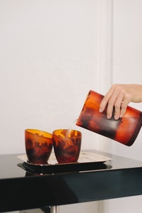 Ensemble de tasses à thé modernes réutilisables en résine faites à la main avec motif marbré pour les fêtes et le thé de l'après-midi, cadeau pour adultes - Product Image 3
