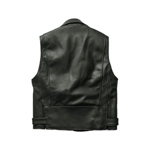Men's Genuine Leather Motorcycle Vest Adjustable Side Strap Zipper Closure Windproof Outerwear for Winter Riding - Product Image 3