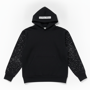 Race Ready Industry <b>Black</b> Hoodie With Glitter Dot Sleeves And Front Pocket Unisex Casual Sweatshirt - Product Image 1