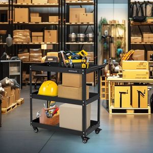 Carrello Portautensili a 3 Ripiani con Scaffali Spaziosi, 4 Ruote Universali e 2 Freni per Organizzazione e Stoccaggio - Product Image 2