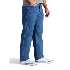Jeans droits pour hommes 100% coton, personnalisés OEM, délavés à l'acide, taille mi-haute, respirants, longueur genou, en denim décontracté avec élasthanne, pour motifs à carreaux - Product Image 5
