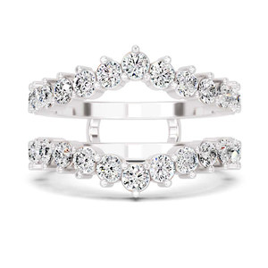Double Row Round Cut 18k Solid Gold Plated 925 Sterling Silver Adjustable <b>Open</b> Band Wedding Engagement <b>Ring</b> for Women Wear - Product Image 1