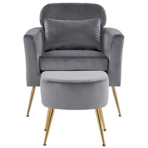 Single Flannelette Indoor Leisure Chair Half Disassembled with <b>Gold</b> Feet and Pedals Dark Gray <b>Sofa</b> Chair - Product Image 2