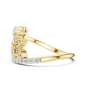 Bague de mariage en or massif 14K 18K avec diamant de laboratoire taille brillant rond DEF VVS, sertie de feuilles, pour femme, bijoux fins - Product Image 5