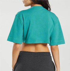 Camiseta Corta de Algodón para Mujer, Verano, Casual, Manga Corta, Cuello Redondo, Transpirable, Secado Rápido, Color Sólido, Diseño con Letras, Venta al Por Mayor - Product Image 4