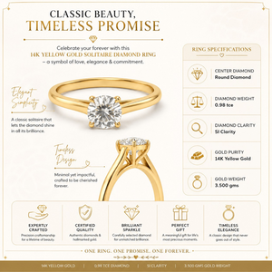 14K Yellow Gold <b>Cushion</b> Cut SI Clarity Solitaire Diamond Engagement Ring | Classic Elegant Wedding Jewelry <b>for</b> Women Gift Design - Product Image 5
