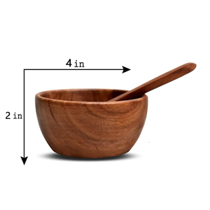 Handcrafted Acacia Wood Bowl with Spoon Rustic Design Perfect for Serving Food at Home Hotel Restaurant & <b>Kitchen</b> Tabletop Setup - Product Image 4