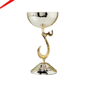 Tazón Decorativo de Lujo con Letras Árabes Doradas, para Frutas, Dulces, Centro de Mesa, con Base - Product Image 1