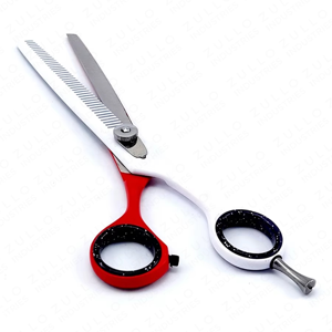 Professional Titanium Coated Red White <b>Barber</b> Thinning Scissors <b>Set</b> Stainless Steel Hairdressing Shears - Product Image 5