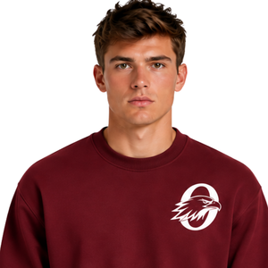 <b>Burgundy</b> <b>Men</b> Sweatshirt Crew Neck Long Sleeve Pullover Casual Fleece Top Custom Logo Streetwear Winter Sportswear Wholesale - Product Image 3