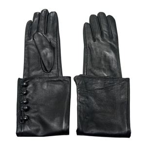 Opera Length Black Leather <b>Gloves</b> Unlined Retro Style Winter Warmth Business Use - Product Image 2