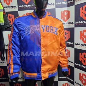 Veste de basket-ball formelle imperméable et coupe-vent de haute qualité avec fermeture éclair, motif New York Knicks, face et dos enduits, prix de gros - Product Image 4