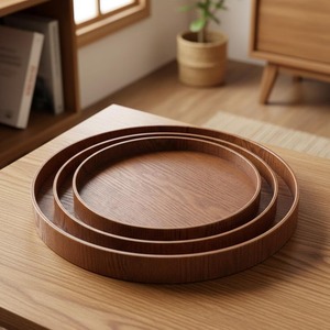 Assiettes en bois d'acacia rondes, grandes et petites, pour restaurants africains, assiettes plates en teck pour sushis, plats et dîners - Product Image 6