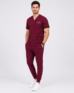 Hospital Medical Men's <b>Doctor</b> Scrub Suits Stretchy Nursing Surgical Scrub Uniforms <b>Sets</b> with Knitted Fabric for Men - Product Image 6