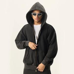 เสื้อฮู้ดดี้ปักลายตามสั่ง สไตล์สตรีทแวร์ ผ้าฟลีซ วินเทจ ทรงโอเวอร์ไซส์ ล้างสีแบบแอซิดวอช สีซีดจางแบบซันเฟด แต่งดีเทลขาดๆ แบบดิสเทรส ซิปหน้า - Product Image 2