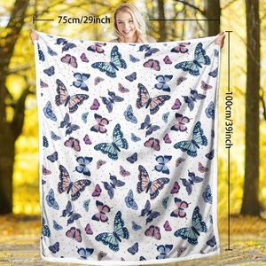Purple Butterfly Sherpa Throw Blanket Soft Lightweight Plush Garden Inspired Gift for Women Boys Girls - Product Image 2