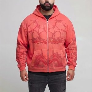 High Sales Custom <b>Men's</b> <b>Red</b> Zip-Up <b>Hoodie</b> With Sublimation Print Pattern Fleece Casual Autumn Wear Regular Fit Front Logo Design - Product Image 1