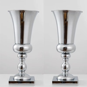 Jarrón de mesa tradicional de acero inoxidable, jarrón de metal decorativo de boca ancha, la mejor decoración para el hogar, jarrón moderno y elegante. - Product Image 3