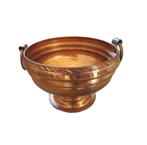 Copper Ice Bucket Round <b>Metal</b> Beverage <b>Tub</b> With Brass Handles Handmade Vintage Design 3L Capacity Wine Chiller Decor - Product Image 1