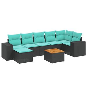 Set Divano da Esterno Moderno in Polyrattan Nero per 8 Persone con Cuscini - Design Contemporaneo - Product Image 4